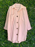 Zara Blush Longline Button Shirt — front
