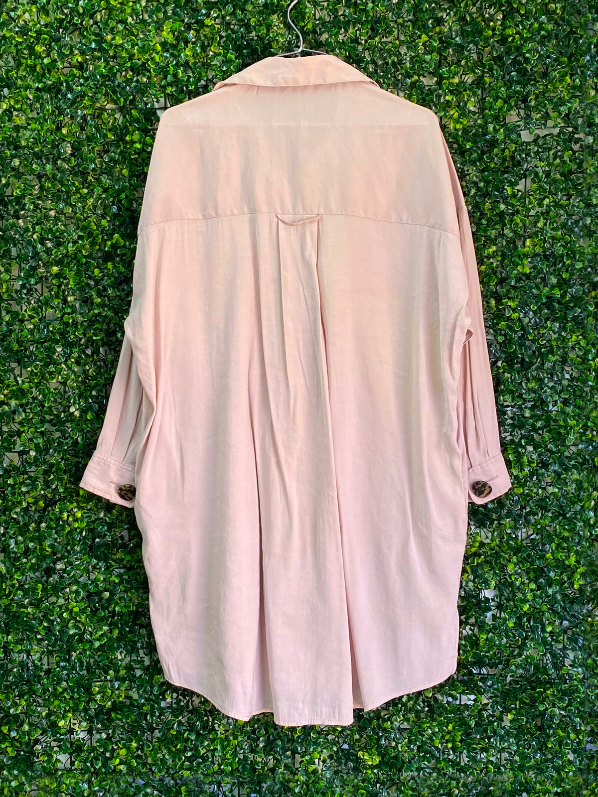 Zara Blush Longline Button Shirt — back