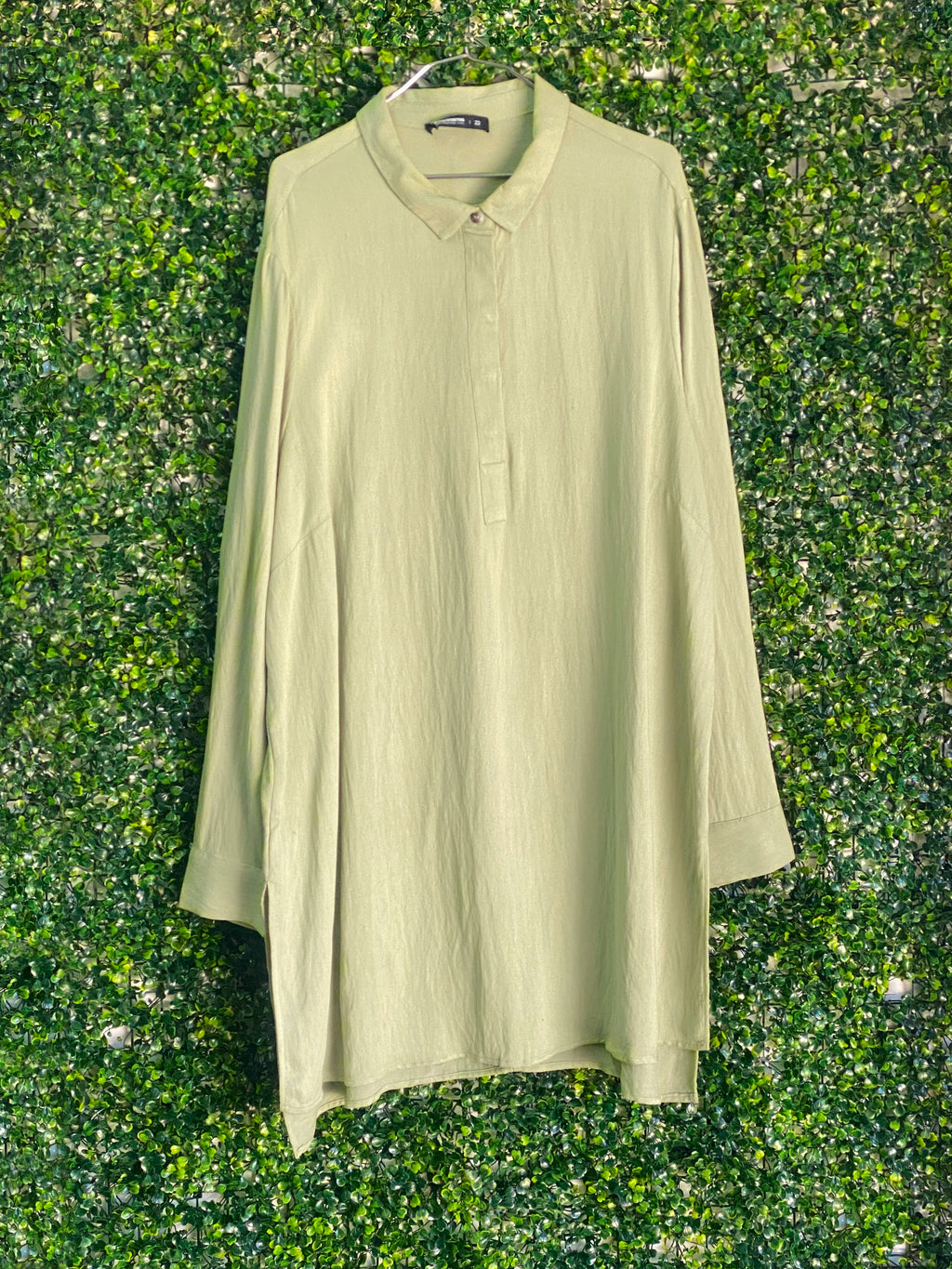 Woolworths Sage Longline Shirt Tunic — front