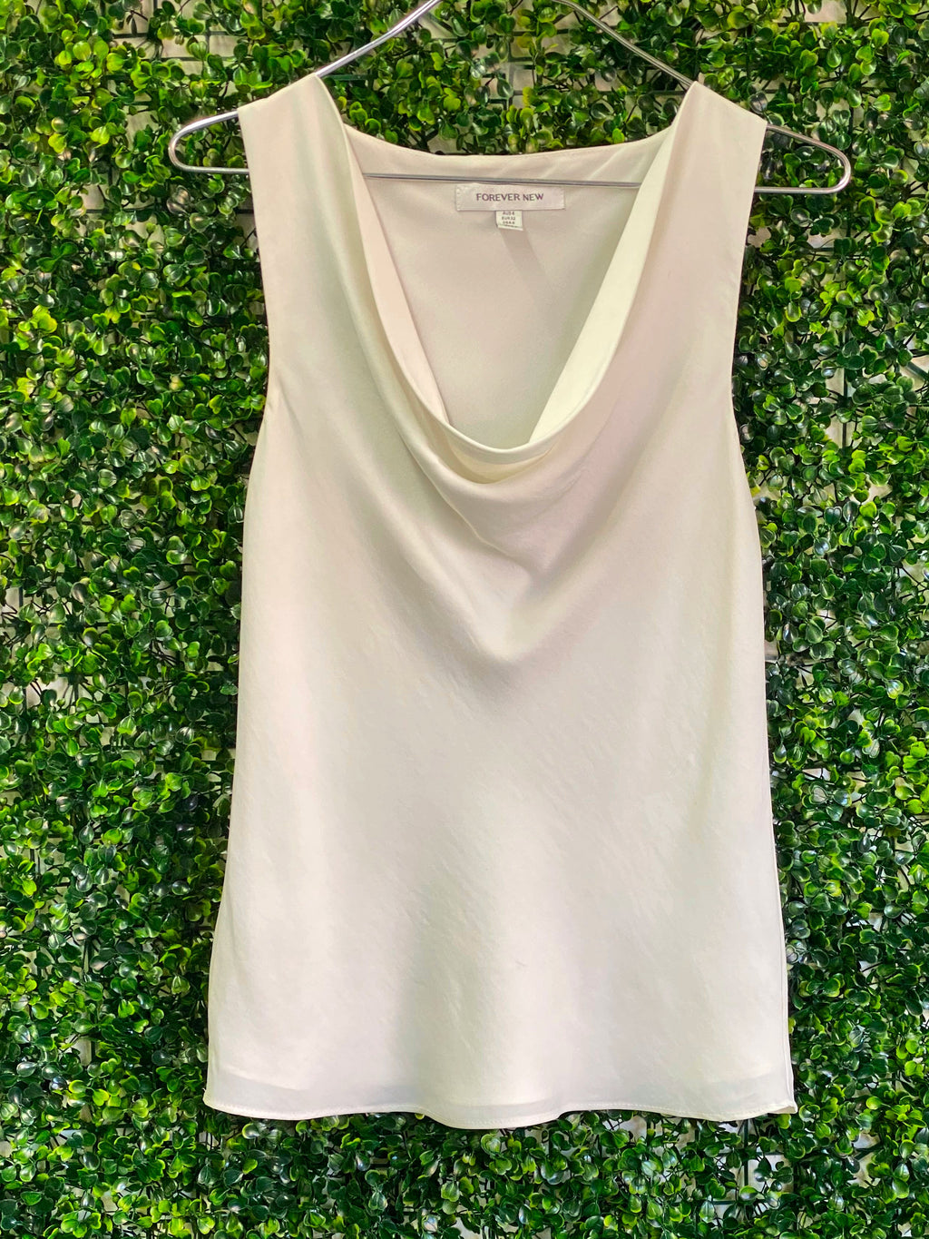Forever New Ivory Cowl-Neck Sleeveless Top — front