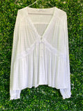Woolworths White Swiss-Dot Lace-Trim Blouse — front