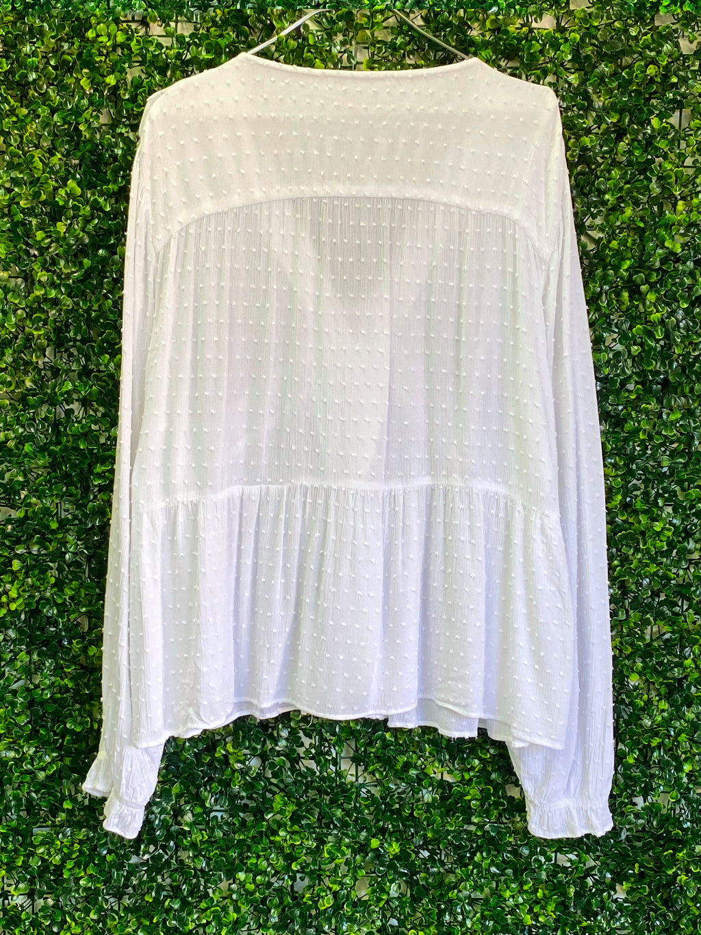 Woolworths White Swiss-Dot Lace-Trim Blouse — back