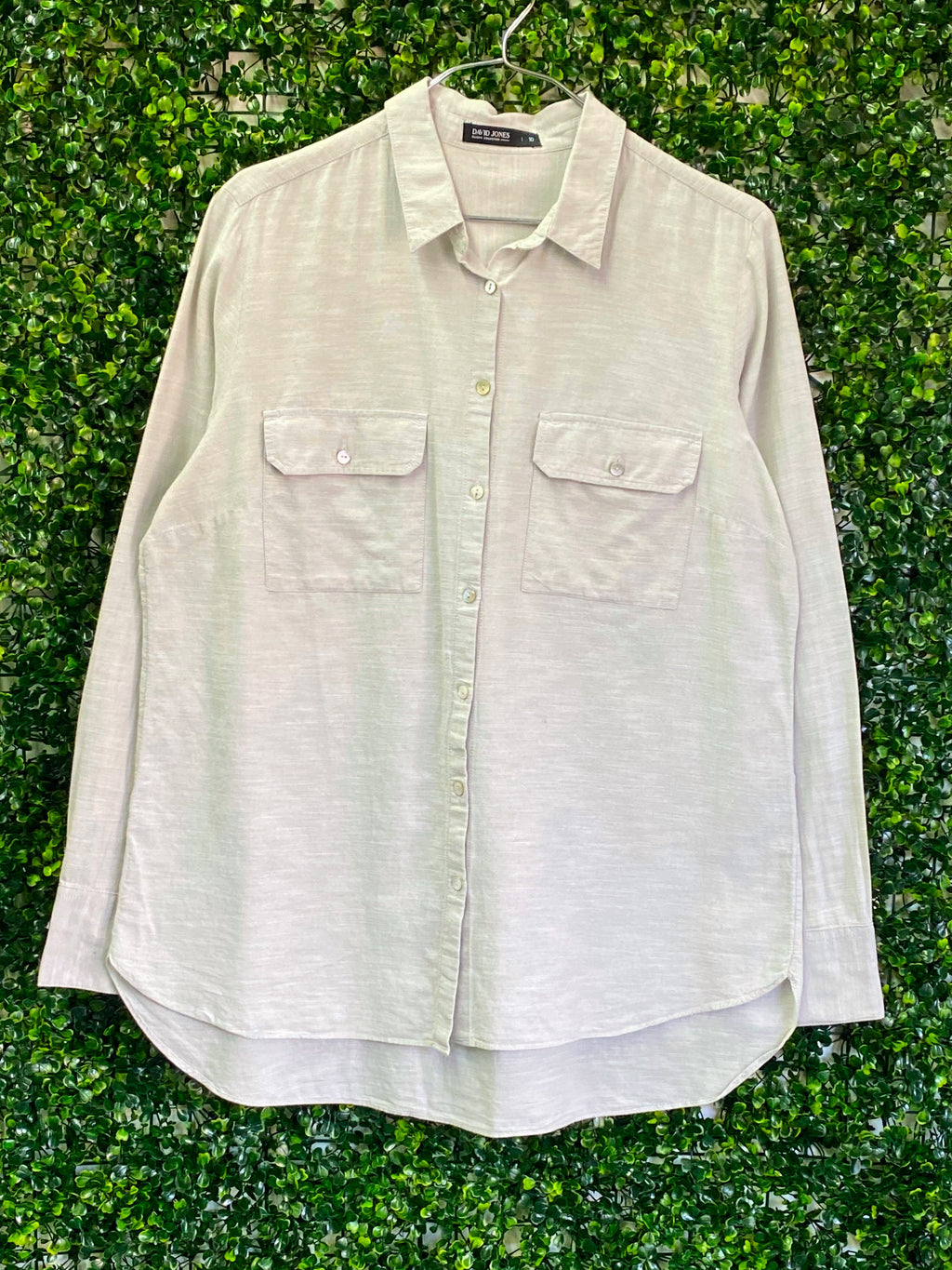 David Jones Ivory Cotton Utility Shirt — front