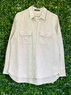 David Jones Ivory Cotton Utility Shirt — front