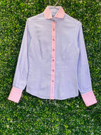 HOC Blue Contrast-Stripe Cotton Shirt — front
