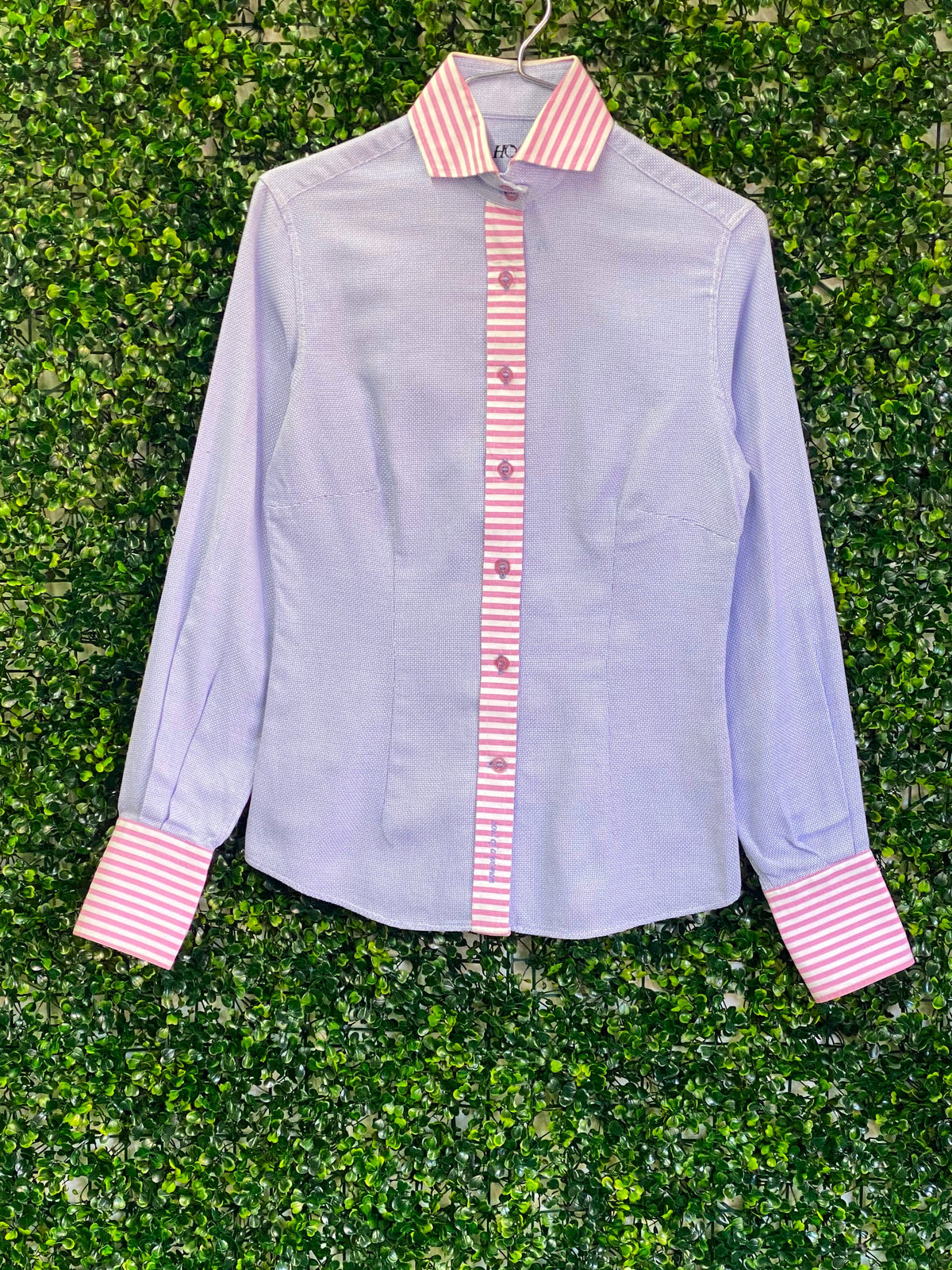 HOC Blue Contrast-Stripe Cotton Shirt — front