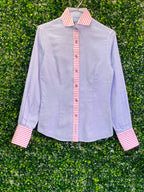 HOC Blue Contrast-Stripe Cotton Shirt — front