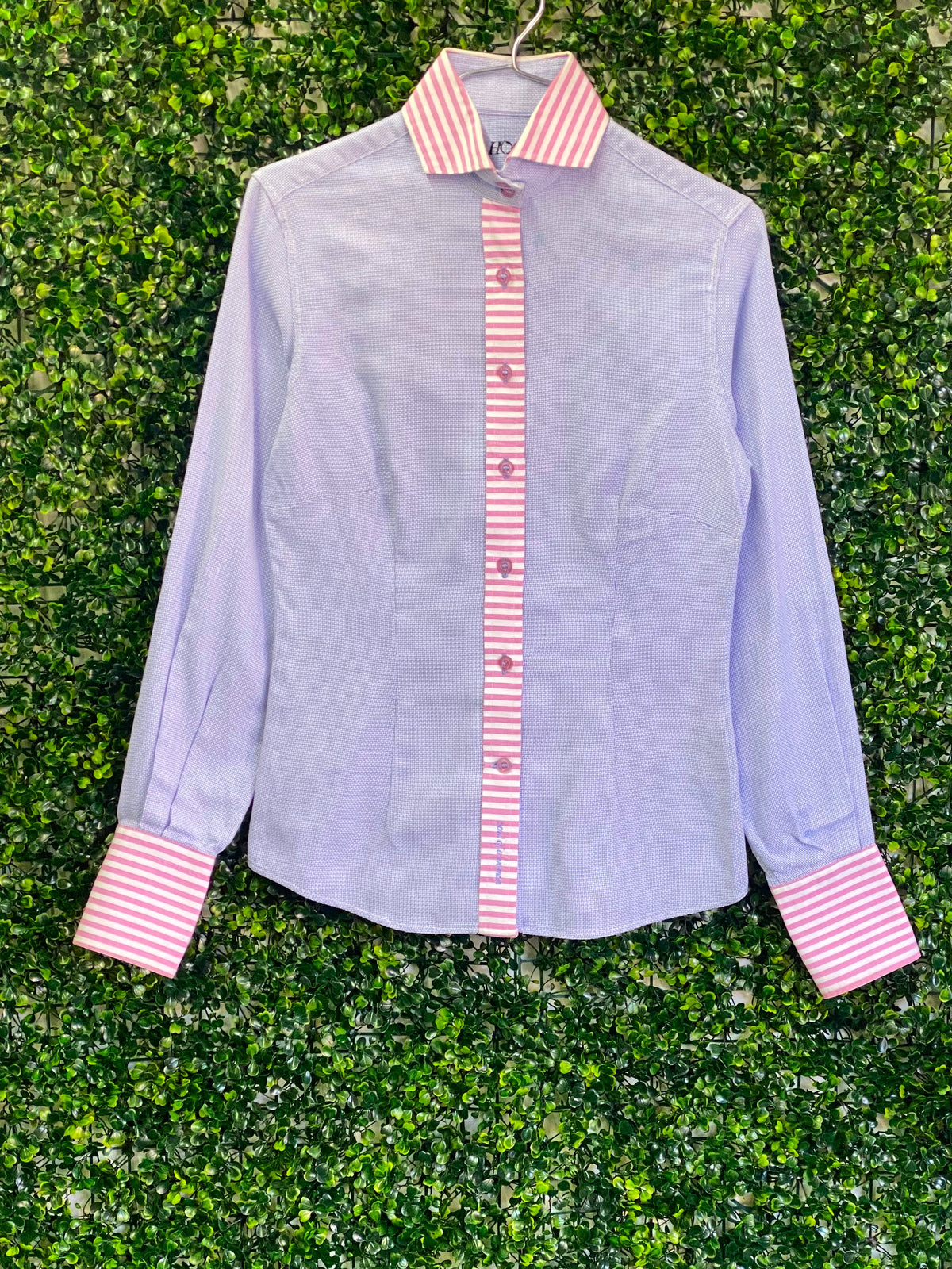 HOC Blue Contrast-Stripe Cotton Shirt — front