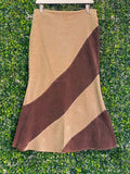 Identity Beige and Brown Corduroy Midi Skirt — 01_front