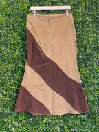 Identity Beige and Brown Corduroy Midi Skirt — 02_back
