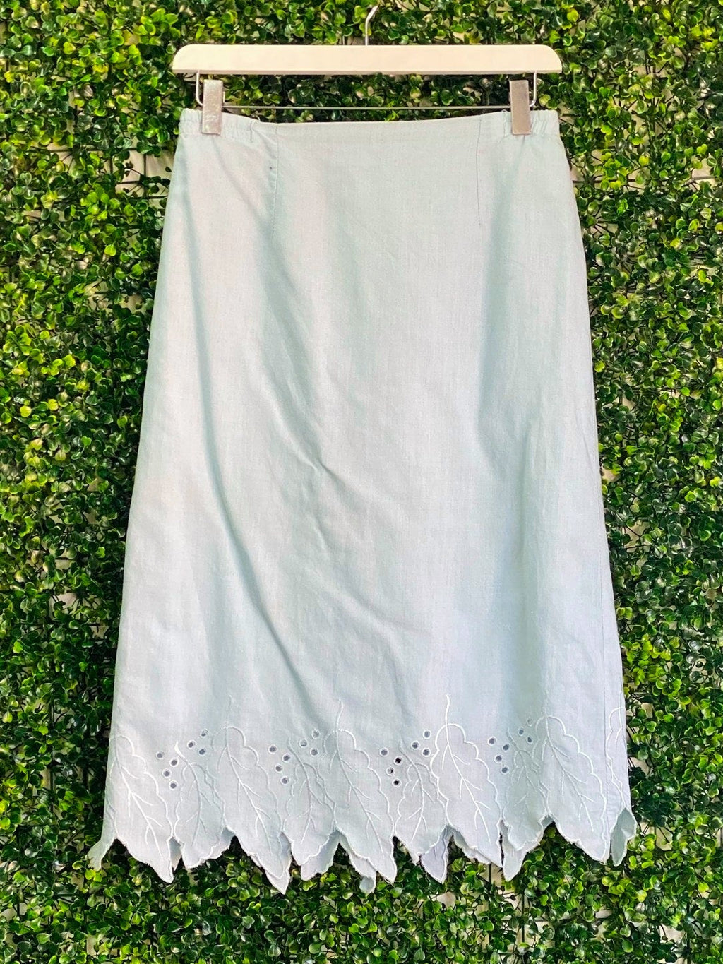 Chiffons London Mint Linen Skirt — 01-front