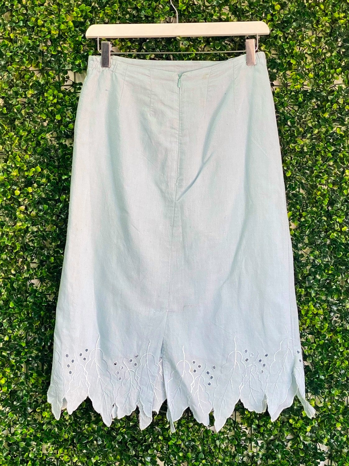 Chiffons London Mint Linen Skirt — 02-back