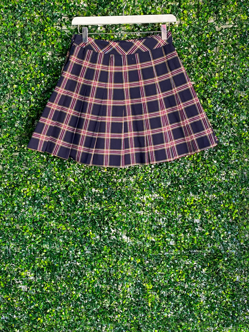 H&M Divided Navy Tartan Pleated Mini Skirt — back