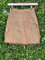 Krush Couture Taupe Faux-Leather Panel Mini Skirt — front