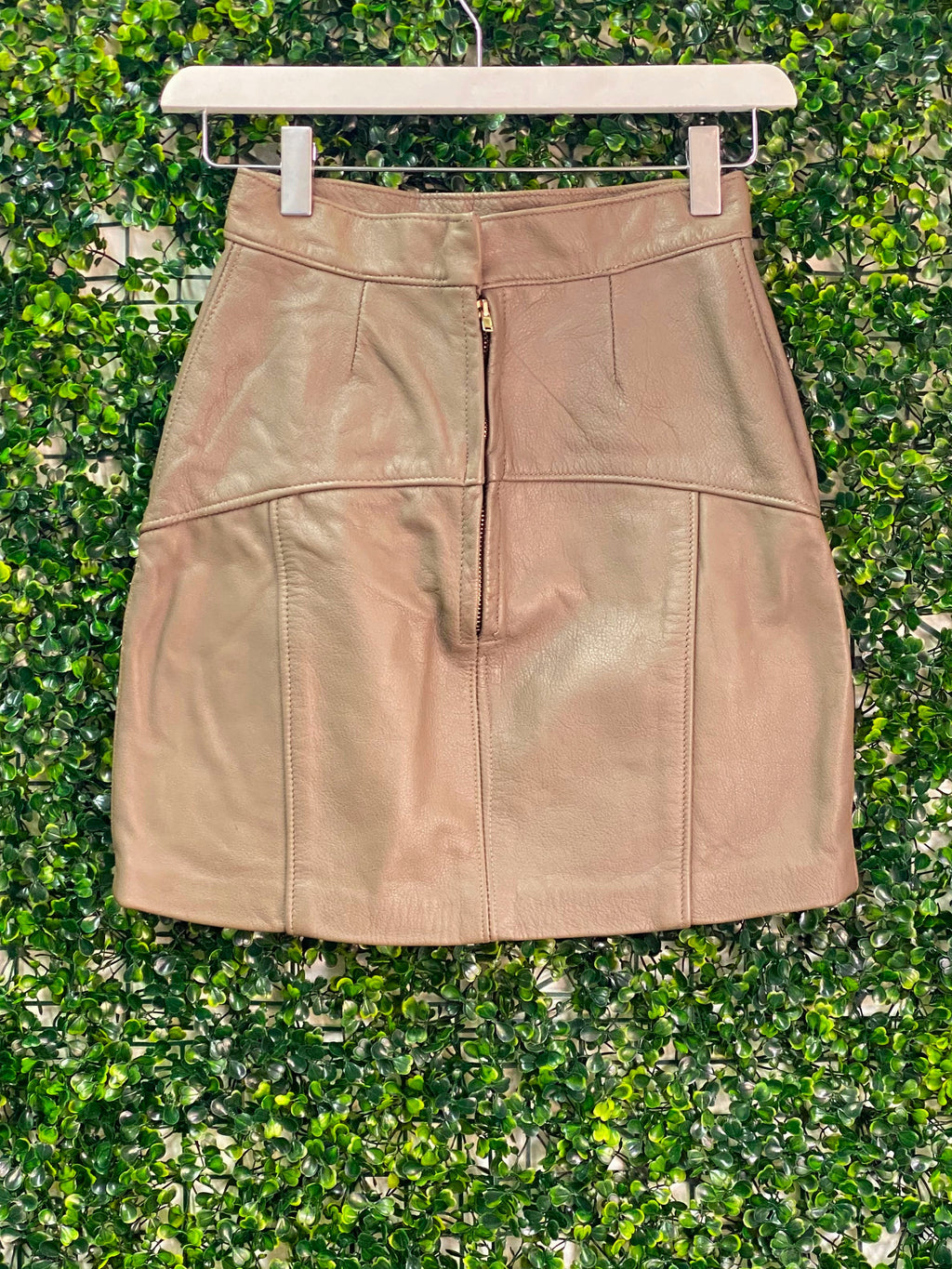 Krush Couture Taupe Faux-Leather Panel Mini Skirt — back
