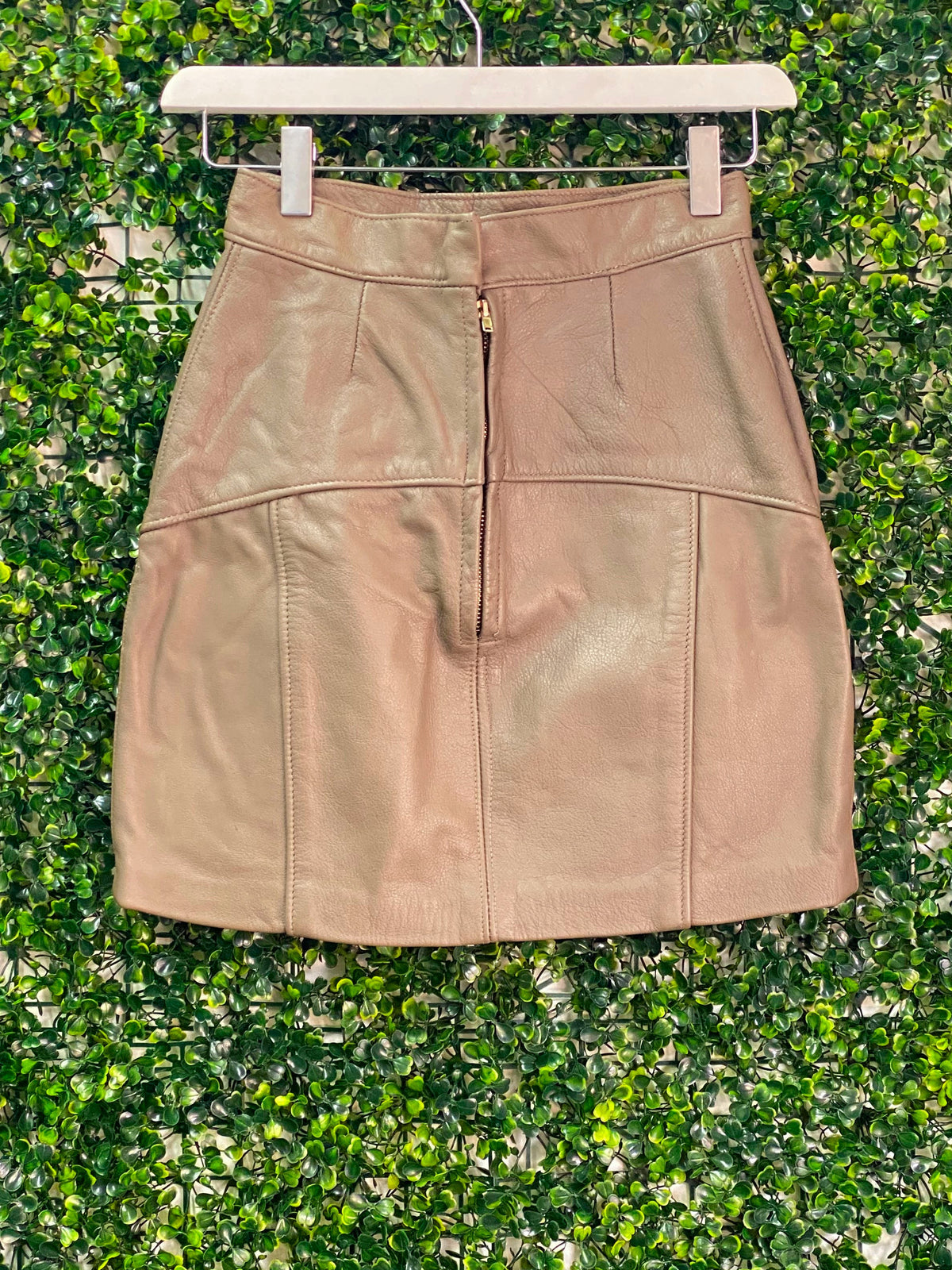Krush Couture Taupe Faux-Leather Panel Mini Skirt — back