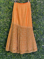 Burnt Orange Embellished Panel Maxi Skirt — front