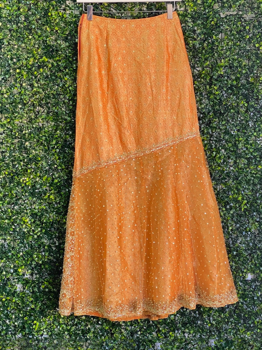 Burnt Orange Embellished Panel Maxi Skirt — back