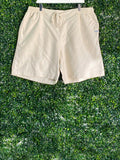 Holmes Cream Linen-Look Logo Shorts — front