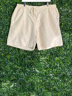 Holmes Cream Linen-Look Logo Shorts — front