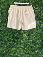 Holmes Cream Linen-Look Logo Shorts — back
