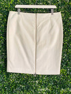 Jenni Button Ivory Stretch Pencil Skirt — back