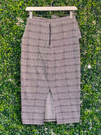 About Me Grey Plaid Wrap-Detail Pencil Skirt — back