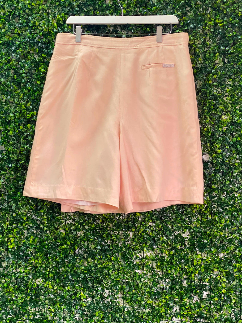 NUMO Blush Pink Cotton Tailored Shorts — back