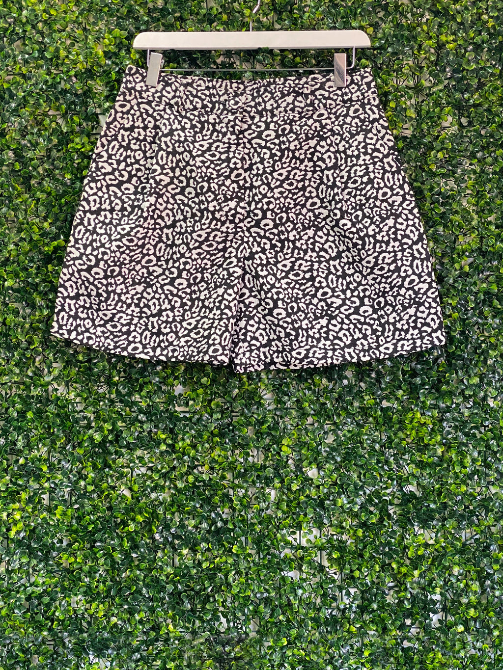 DiNi Black and White Animal Print Tailored Shorts — front