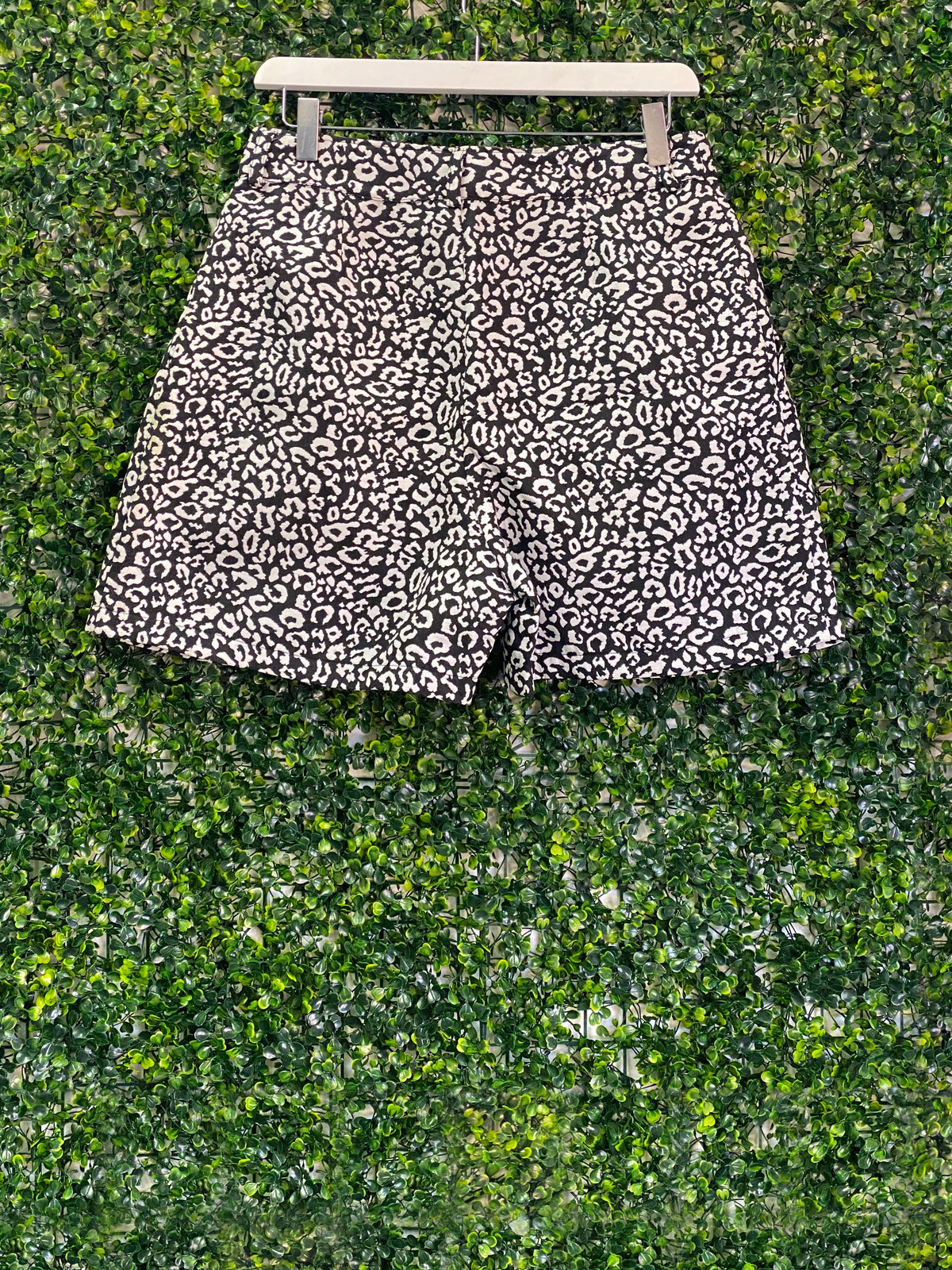 DiNi Black and White Animal Print Tailored Shorts — back