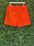 ZUI Burnt Orange Button-Detail Tailored Shorts — front