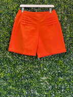 ZUI Burnt Orange Button-Detail Tailored Shorts — front