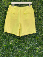 Poetry Lemon Yellow Tailored Linen-Blend Shorts — back