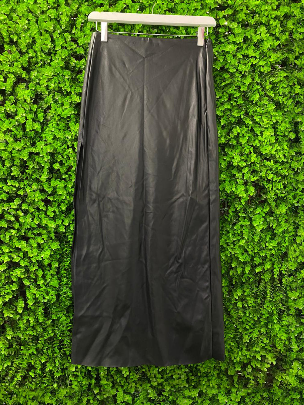 H&M Black Faux Leather Maxi Skirt
