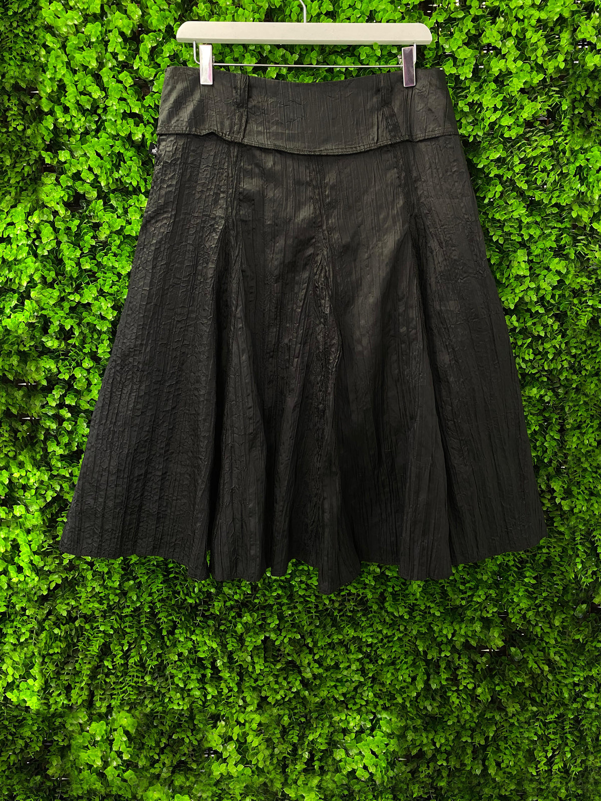 Black Textured A-Line Midi Skirt by Polo