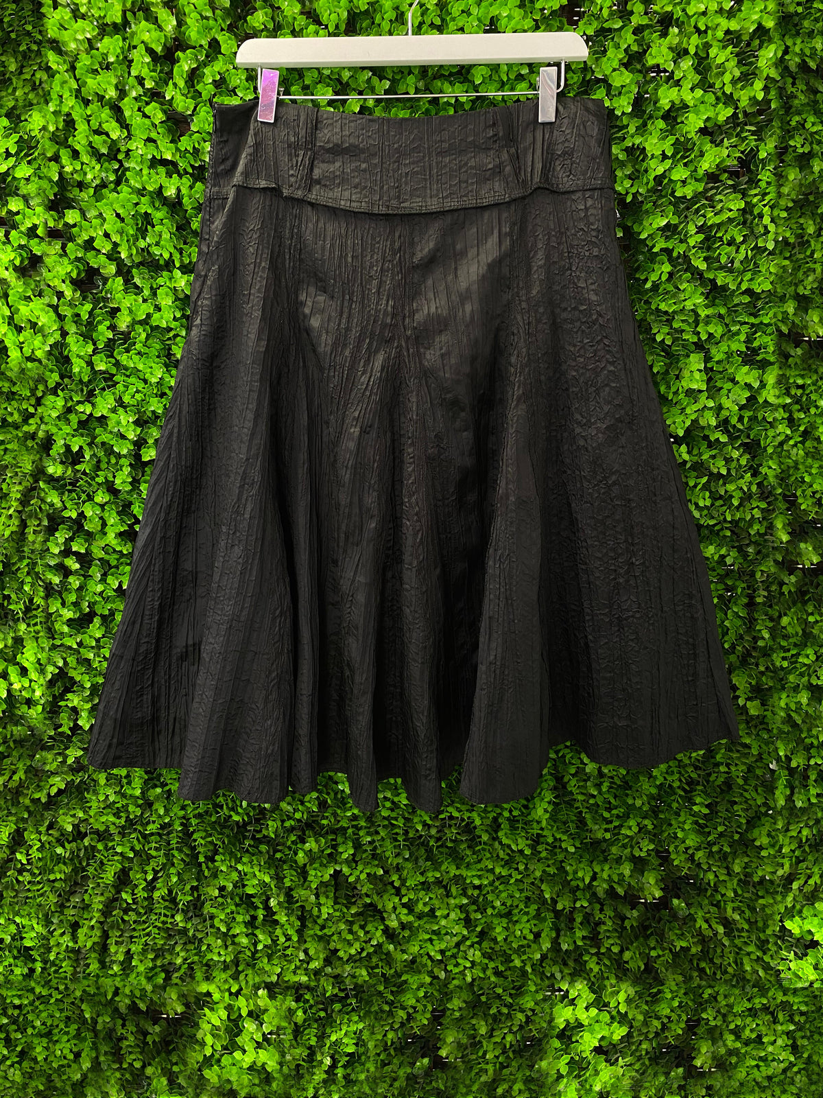Black Textured A-Line Midi Skirt by Polo