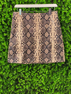 Blake Neutral Snake-Print Mini Skirt
