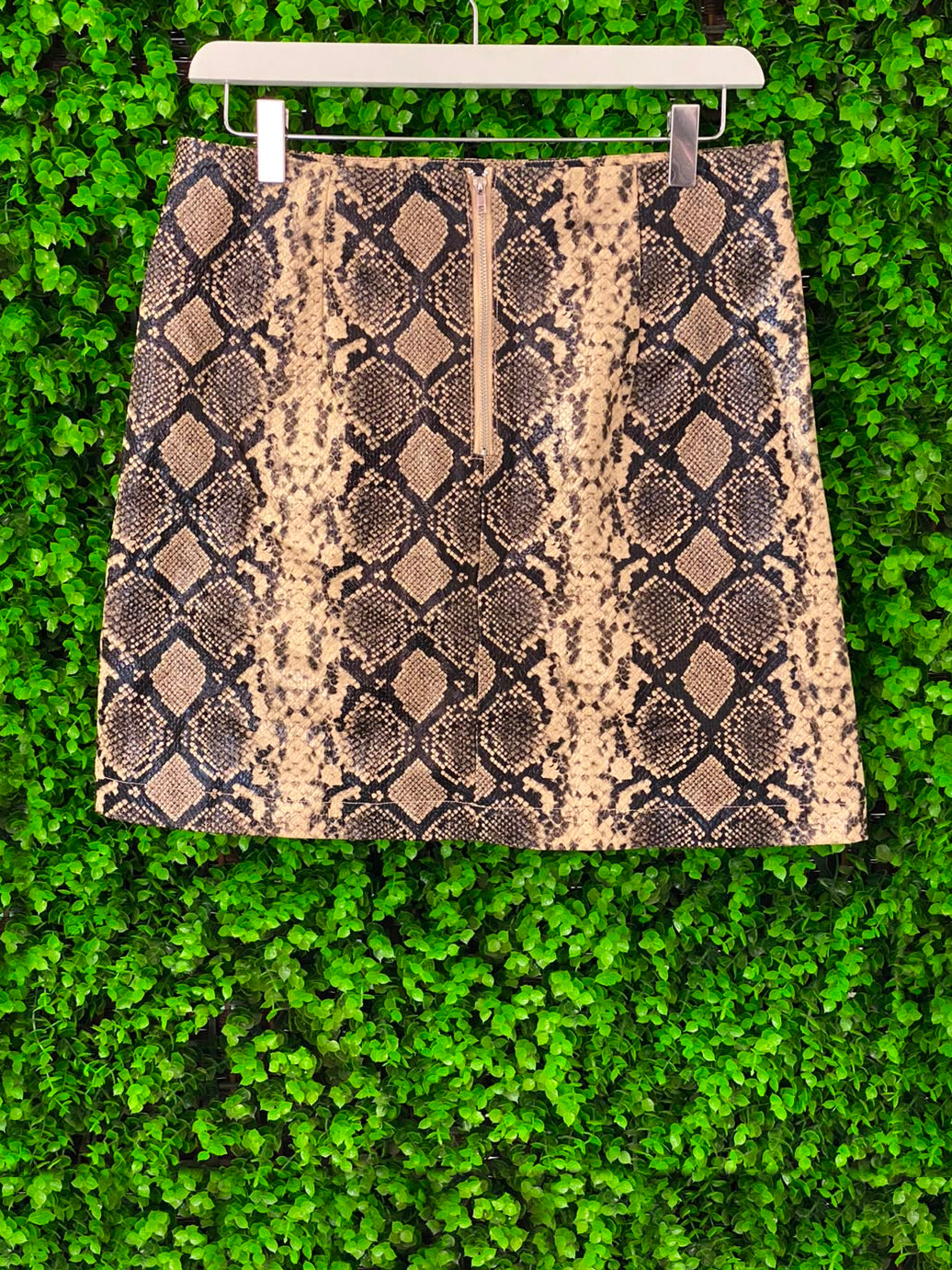 Blake Neutral Snake-Print Mini Skirt