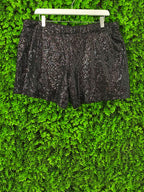 Amanda Ferri Black Sequin Tailored Shorts