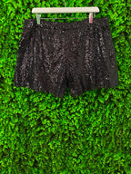 Amanda Ferri Black Sequin Tailored Shorts