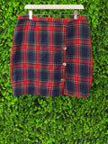 Navy & Red Tartan Wrap Mini Skirt