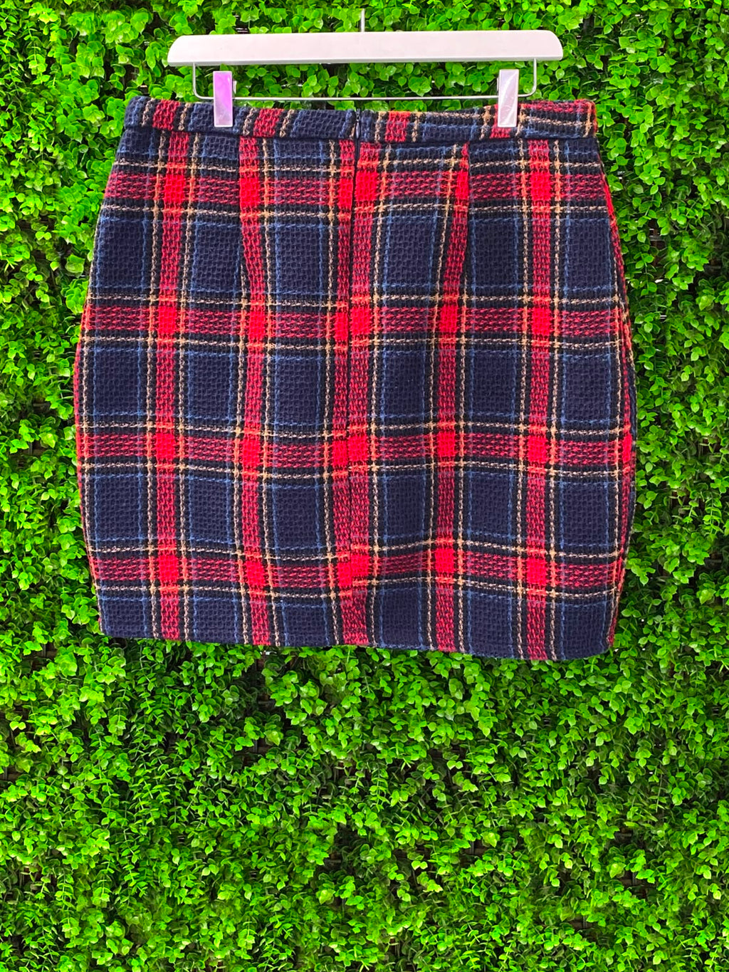 Navy & Red Tartan Wrap Mini Skirt