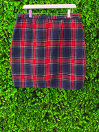 Navy & Red Tartan Wrap Mini Skirt