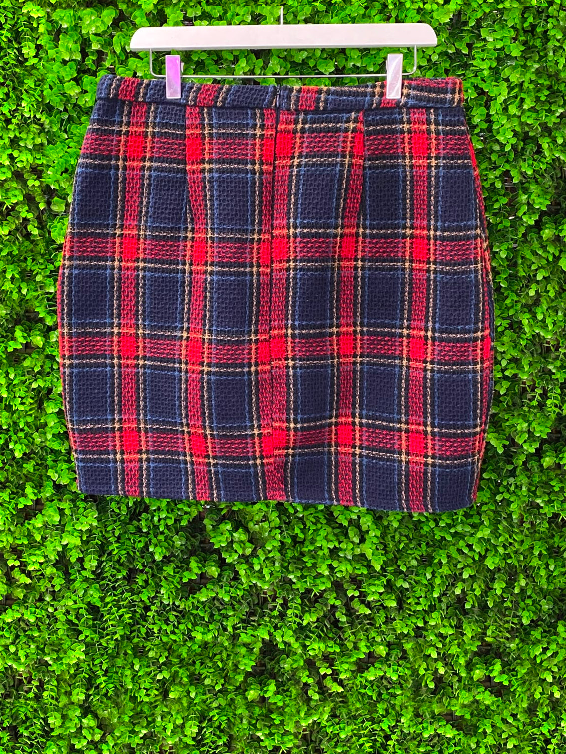 Navy & Red Tartan Wrap Mini Skirt
