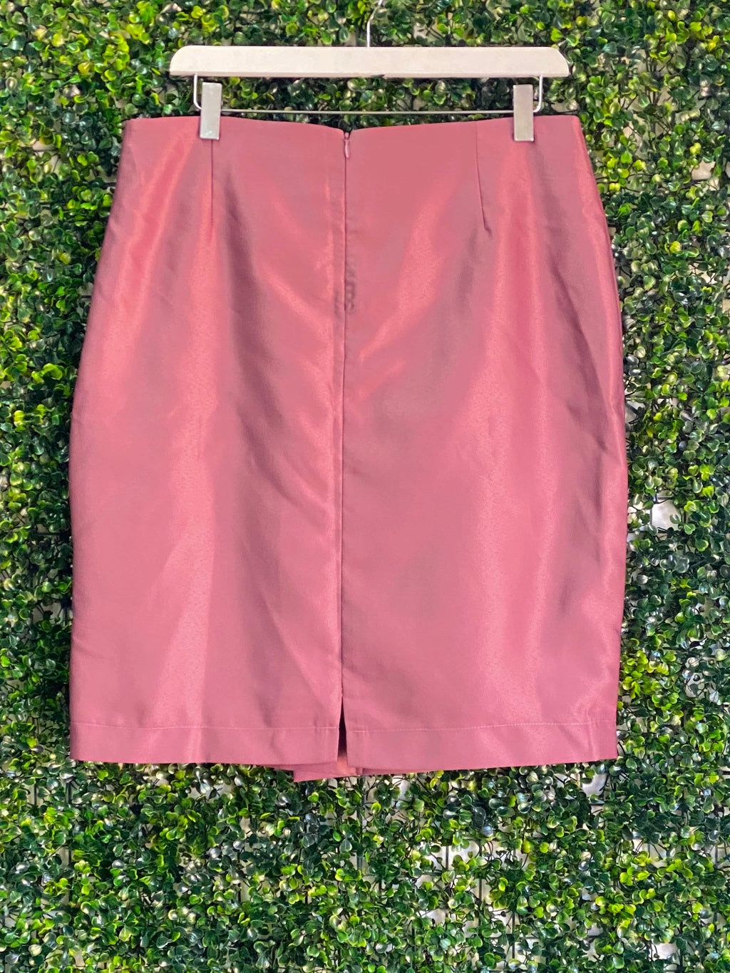 Victoria Line Dusty Rose Pleated Pencil Skirt — back