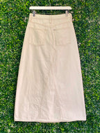 &DENIM Cream Cotton Midi Skirt — back