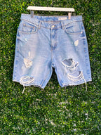 Zara Distressed Denim Shorts — front