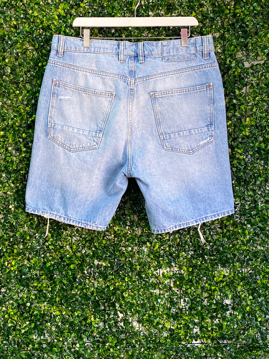 Zara Distressed Denim Shorts — back
