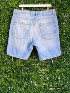 Zara Distressed Denim Shorts — back