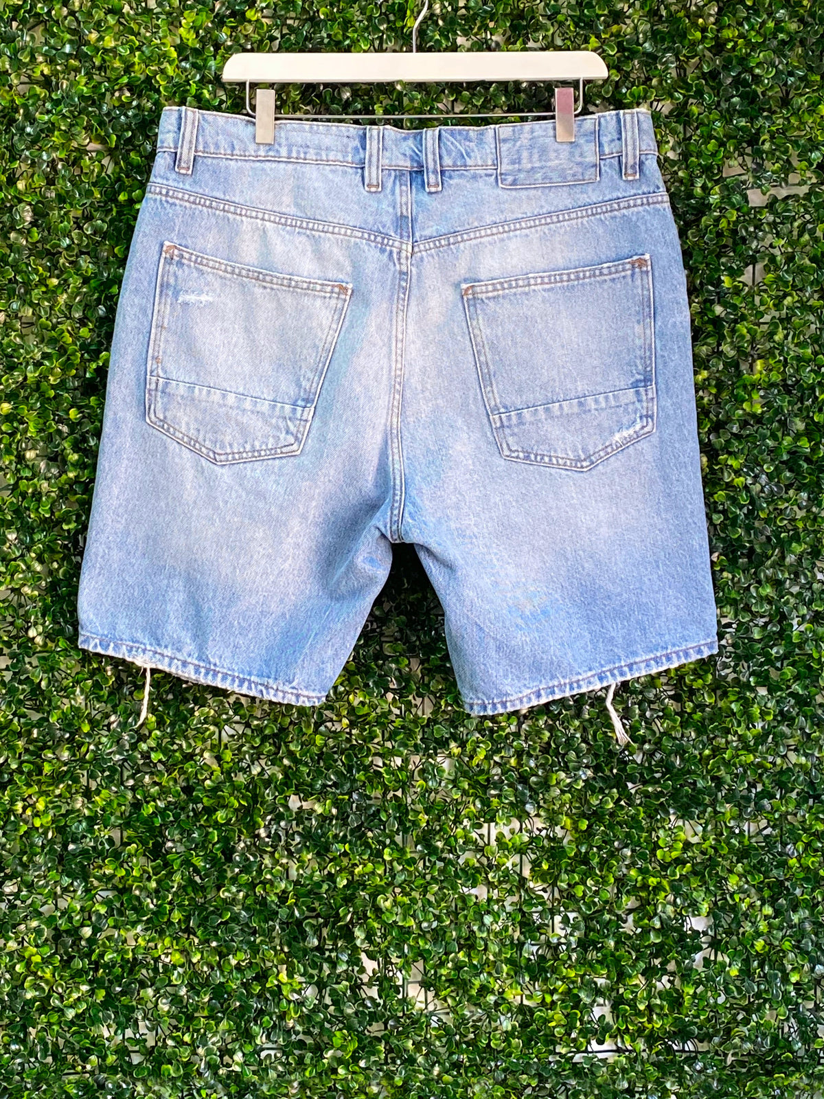 Zara Distressed Denim Shorts — back